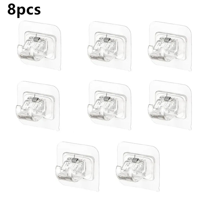 Set of 2/4/8 Self Adhesive Hooks Punch-free Curtain Rod Clip Hook Window Curtains Wall Hanging Holder Household Clamp Fixed Clip