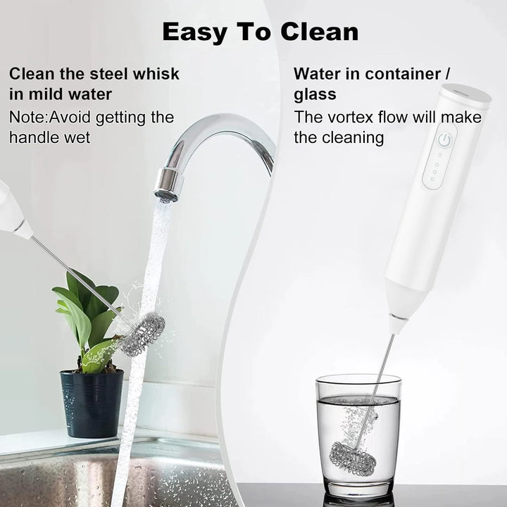 Mini Milk Frother USB Rechargeable 3 Speeds Foam Maker Coffee Whisk Mixer Electric Handle Blender Egg Beater