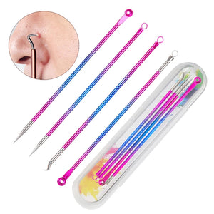 4 Pcs Acne Blackhead Comedone Black Spot Pimple Blemish Remover Skin Care Women Beauty Acne Treatment Pore Cleanser Needle Hook