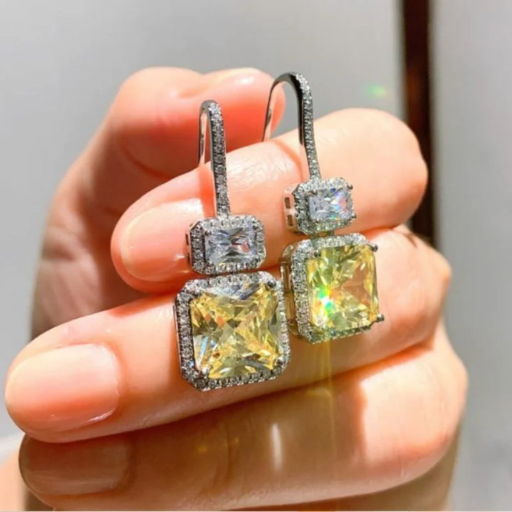 CAOSHI Trendy Lady Bright Yellow Crystal Earrings for Wedding Party Temperament Female Anniversary Gift Fashion Aesthetic Gift