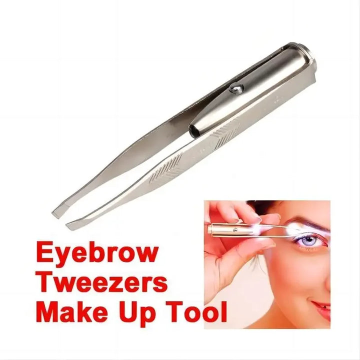1 Pc Portable Stainless Steel Smart Design Eyebrow Hair Removal Tweezer With LED Light Makeup Tool
