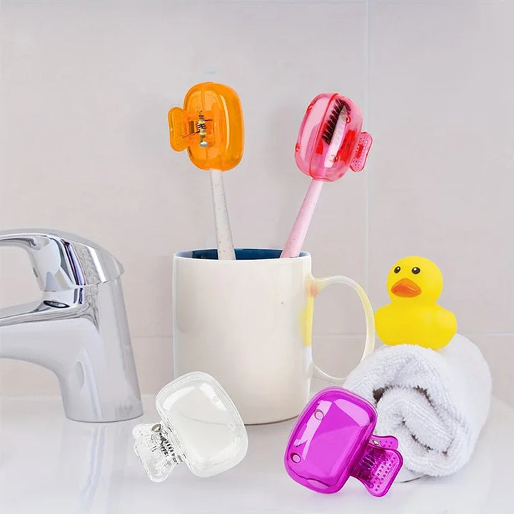 1 Pc Travel Toothbrush Head Covers Toothbrush Protector Cap Brush Pod Case Protective Portable Plastic Clip For Household Travel