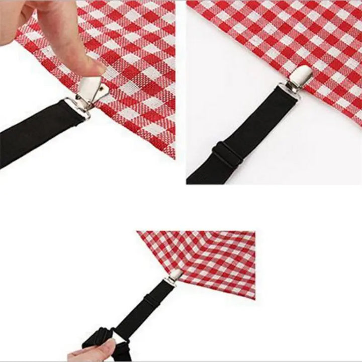 4 Pcs/lot Bed Sheet Fasteners Holder Gadgets for Bed Sheet Organizer Mattress Cover Clip For Home Elastic Straps Adjustable Clips