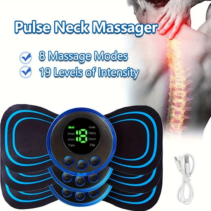 10PCS Portable Mini Electric Neck Back Massager Cervical Massage Patch Stimulator Massage Patch Replacement Patch