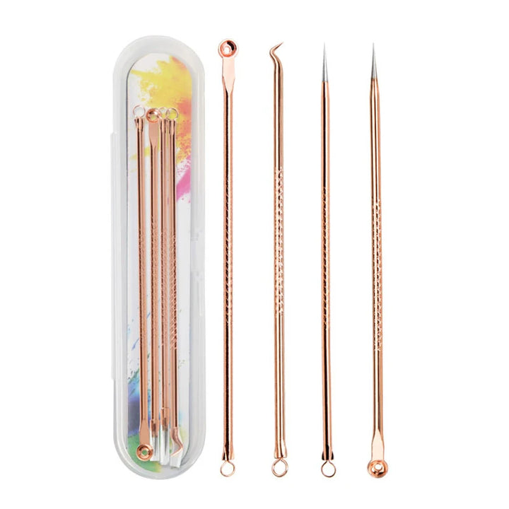 4 Pcs Acne Blackhead Comedone Black Spot Pimple Blemish Remover Skin Care Women Beauty Acne Treatment Pore Cleanser Needle Hook