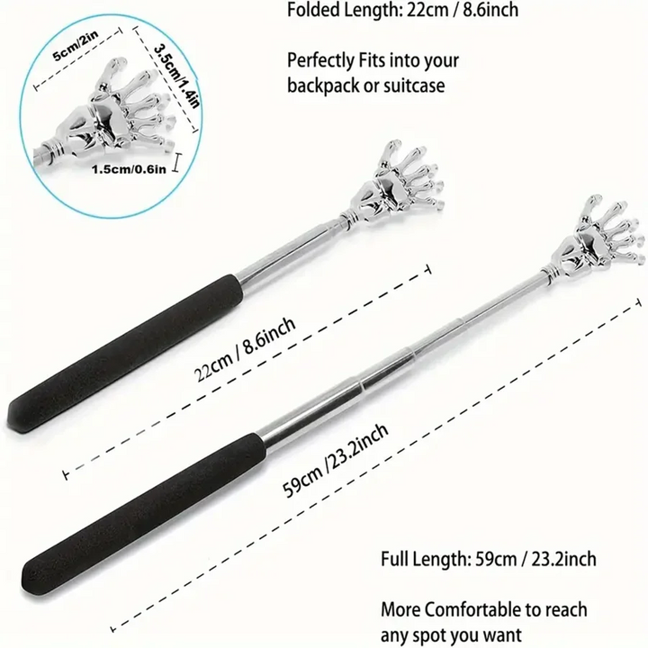 silvery Telescopic Back Scratcher, Portable Extendable Stainless Steel Scratchers for Men Women, Mothers Gifts,Gifts For Men,G