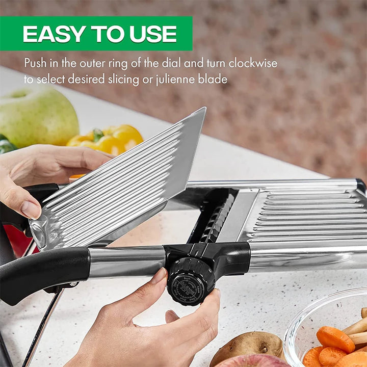 LMETJMA Adjustable Mandoline Slicer Stainless Steel Vegetable Slicer Chopper Cutter for Potato Tomato Onion Carrot JT213