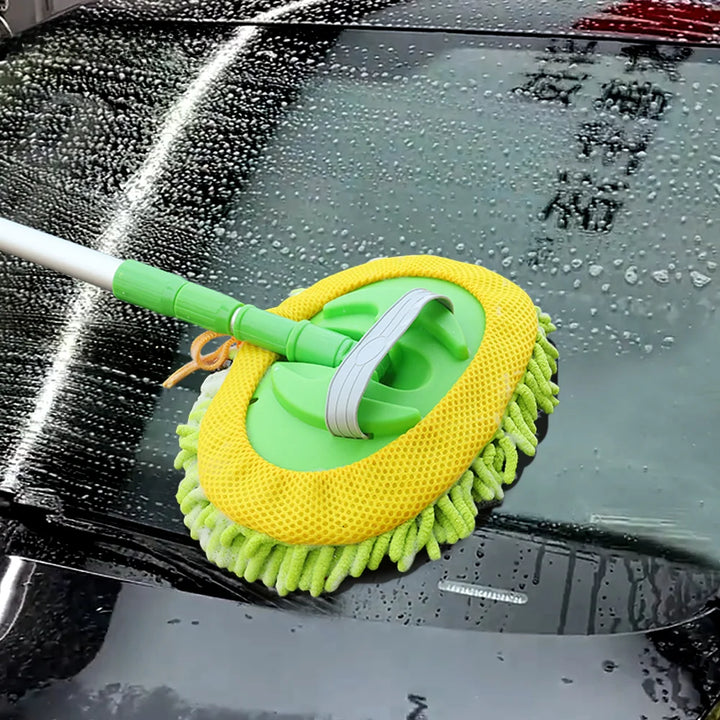 Car Wash Brush Telescoping Long Handle Microfiber Cleaning Mop Adjustable Absorbent Mop Cleaning Kit for Car Accessories