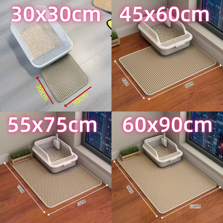 Extra Large Cat Litter Mat Heavy Duty Waterproof 2 Layer Non-Slip Washable Pet Floor Protector Litter Box Sand Stopper