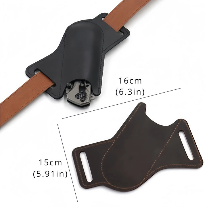 1 Pc Leather Sheath for Folding Knife - Anti-Scratch Belt Clip Holder with Waist Storage for Camping & EDC Tools