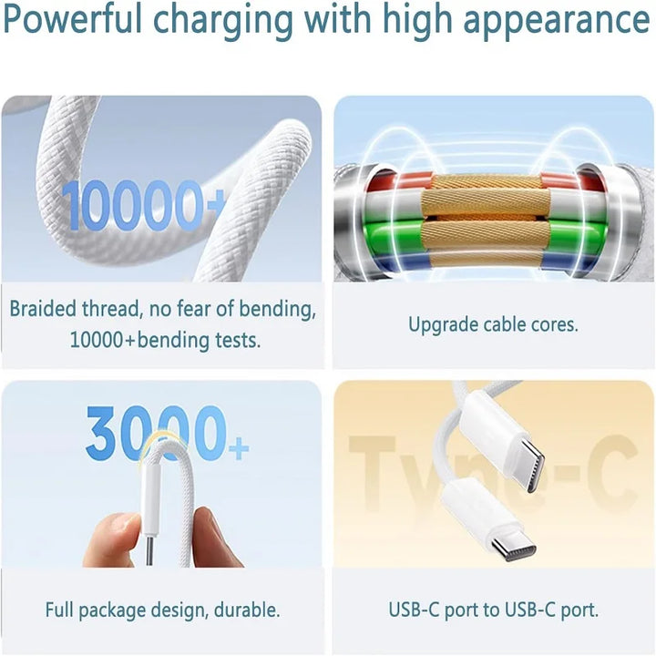 1 Pc-5 Pcs 60W PD USB-C to USB C Fast Charger Cable For Apple iPhone 17 Pro Max 16 15 Plus 14 13 12 11 X XS Type C Quick Charging