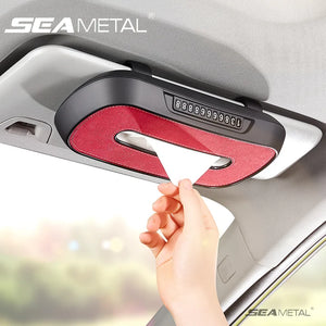 SEAMETAL Leather Car Tissue Box Car Sun Visor Type Hanging Container Paper Towel Holder Paper Rack Organizer Storage Bag