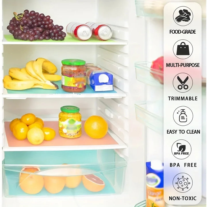 4 Pcs EVA Waterproof Refrigerator Liner Mat Washable Mildew Kitchen Pad Anti-Oil Cabinet Drawer Placemat Heat-Insulated Fridge Mat