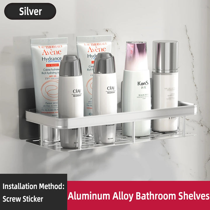 High Quality Wall Mounted Rectangular Rack Bathroom Storage Rack Towel Rack Wall Shower Shampoo Rack Drill Free Rack Tripod