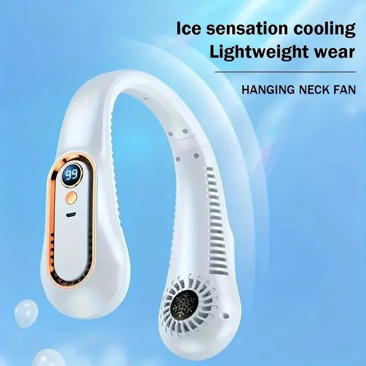 Ventilador eléctrico colgante para el cuello, ventilador con pantalla digital, sin aspas con banda para el cuello, mini enfriador de aire portátil, U