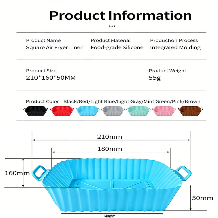1 Pc Reusable Silicone Air Fryer Liner - Non-Stick, Heat Resistant Foldable Baking Mat