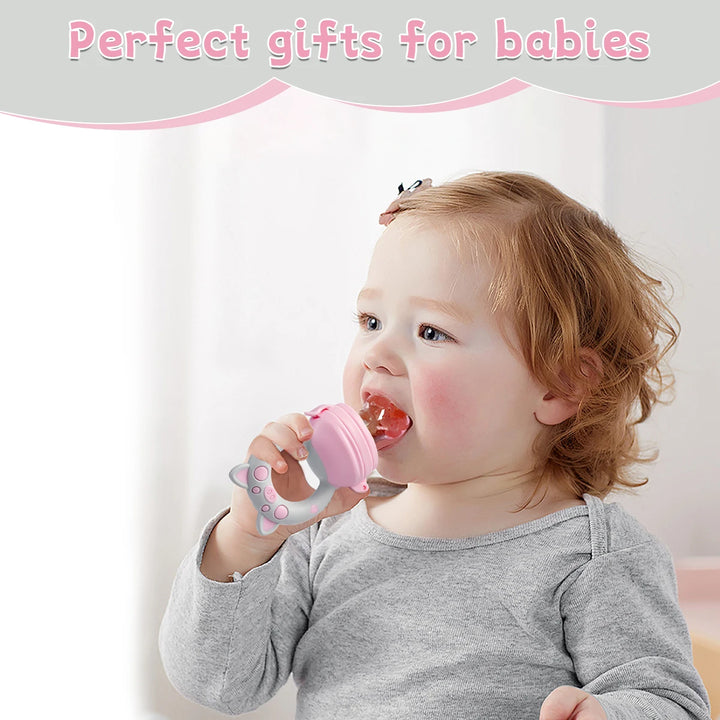 TYRY.HU 4 Pcs/set Silicone Fruit & Vegetable Feeder for Infants and Toddlers 6-36 months Food Grade Teething & Feeding Pacifier