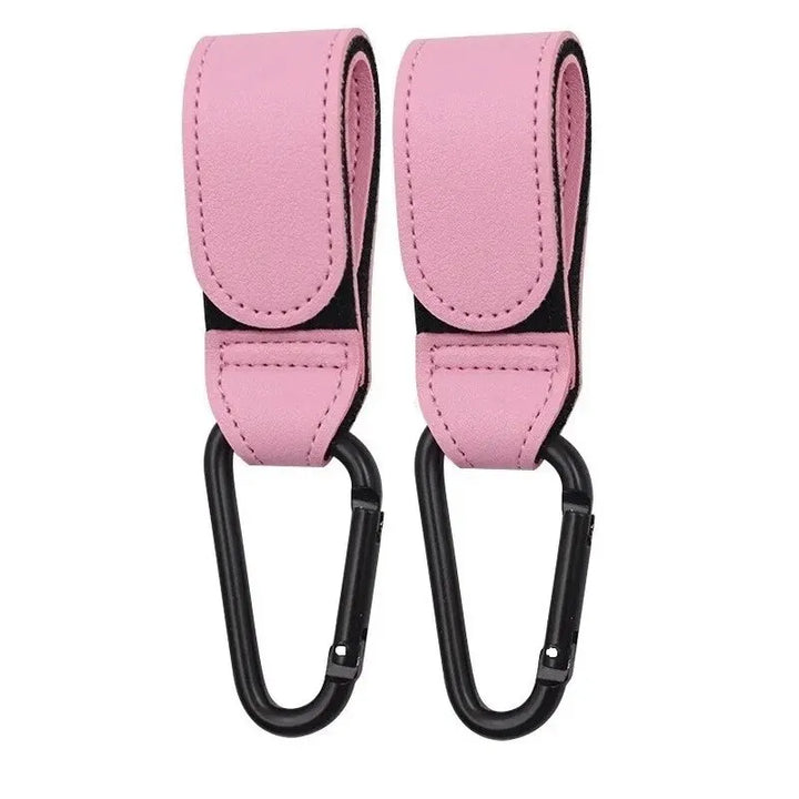 2 Pcs Leather Cart Hooks Baby Stroller Hook PU Adjustable Pram Hook Organizer Diaper Bag Hanger Children Travel Accessories