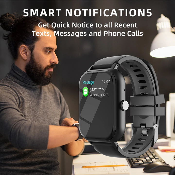 Reloj inteligente Bluetooth de 1.99" para hombres y mujeres, pantalla táctil completa, reloj deportivo de fitness con podómetro para Android e iPhone