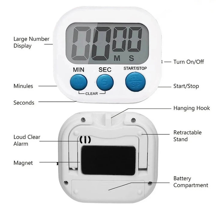 1 Pc LCD Digital Kitchen Timer Magnetic Cooking Large Count Down Up Clear Loud Alarm Stonego Home Kitchen Accessories