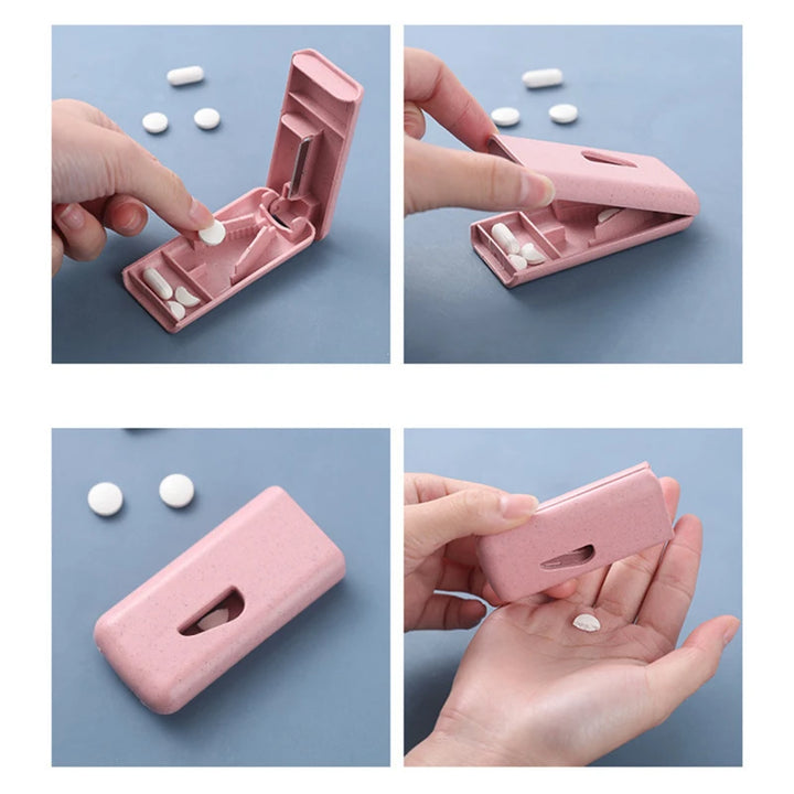 1pc Mini Plastic Medicine Pill Holder Useful Portable Tablet Cutter Splitter Pill Case Storage Box Pill Tablet Cutter Divider