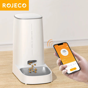 ROJECO Alimentatore automatico per gatti Pet Smart WiFi Distributore di crocchette per alimenti per gatti Alimentatore automatico con telecomando per accessori per alimenti secchi per cani e gatti