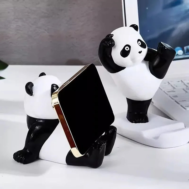 Panda-Figuren für den Innenbereich, universeller Handy-Ständer, moderne Harz-Skulptur, Statue, Home-Office, Schreibtisch-Dekor