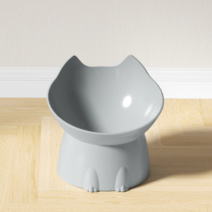 1 Pc WhiskerWare Elevated Cat Bowl, Anti-Tip Plastic Raised Pet Feeding Dish with Tilted Edge, Neck Protection Kitty Food