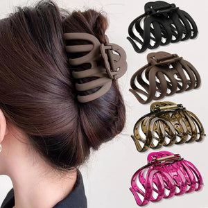 Grandes pinces à cheveux pour filles en acrylique noir, barrettes, clips à cheveux en forme de crabe, accessoires capillaires transparents pour femmes, headwear coréen, stylisation.