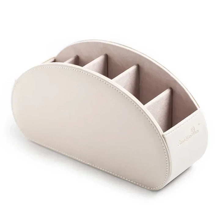 5 Grid Pu Leather Organizer Remote Control Phone And Tv Holder Desk Storage Box Cosmetics Brush