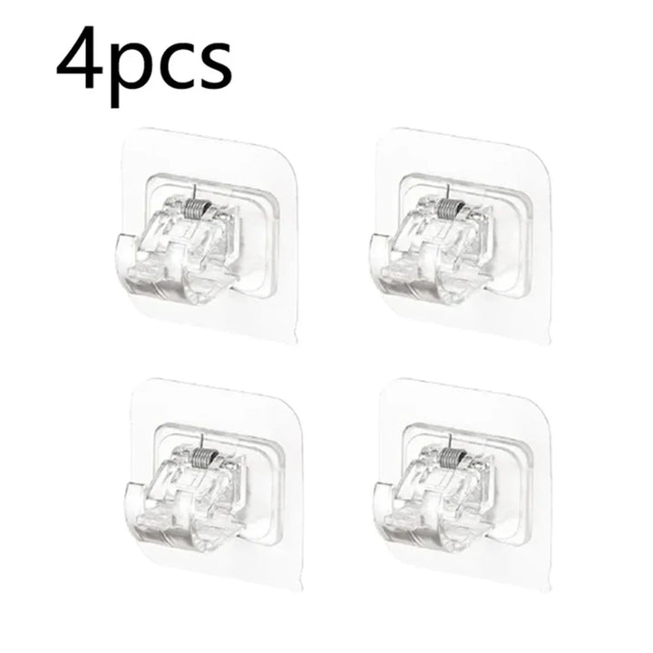 Set of 2/4/8 Self Adhesive Hooks Punch-free Curtain Rod Clip Hook Window Curtains Wall Hanging Holder Household Clamp Fixed Clip