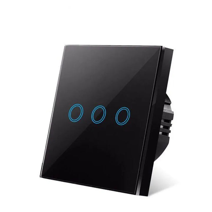 European AC100-240V Tempered Black White Crystal Glass Touch Switch Panel Wall Light Sensor Button 1/2/3 Gang 10A Interrupt