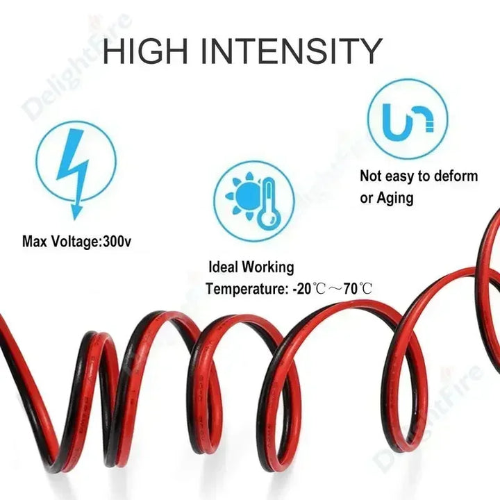 2 PIN Electrical Wire Tinned Copper PVC Insulated Red Black Cable For Single Color LED Strip Light Extension Wire 18/26/28 AWG