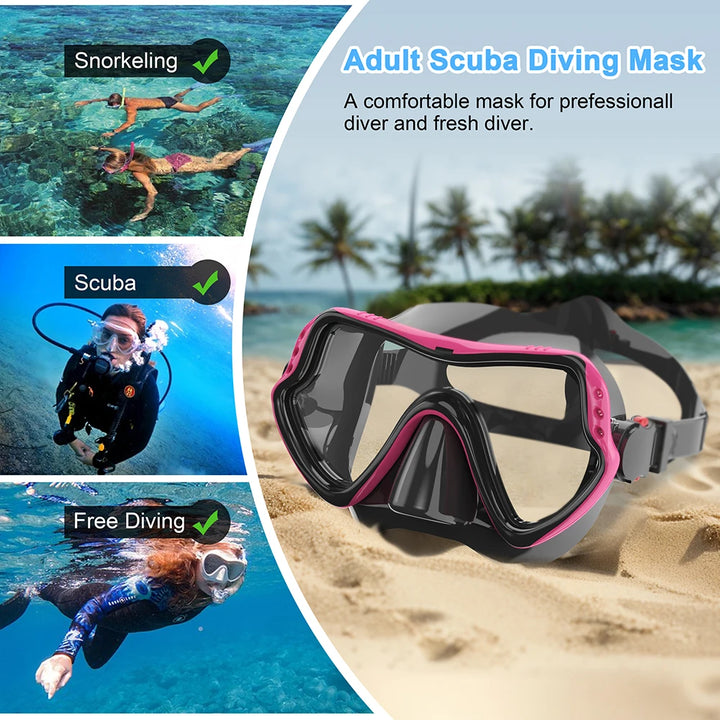 Máscara de buceo para esnórquel profesional, máscara de natación para hombres y mujeres, gafas de buceo impermeables HD, máscaras de esnórquel de silicona