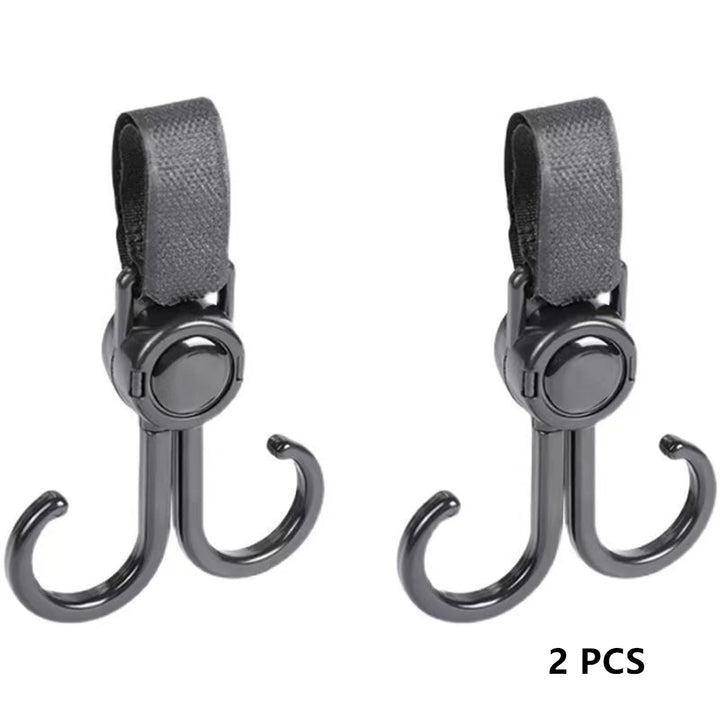 2 Pcs PU leather baby bag stroller hook pram rotate 360degree rotatable cart organizer pram hook crochet stroller accessories