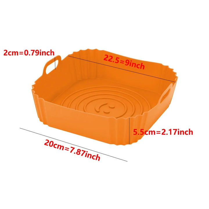 Accessoires de doublure de poêle en silicone réutilisables pour friteuse à air, plateau de cuisson au four, pizza, poulet, moule en silicone antiadhésif pour friteuse à air.