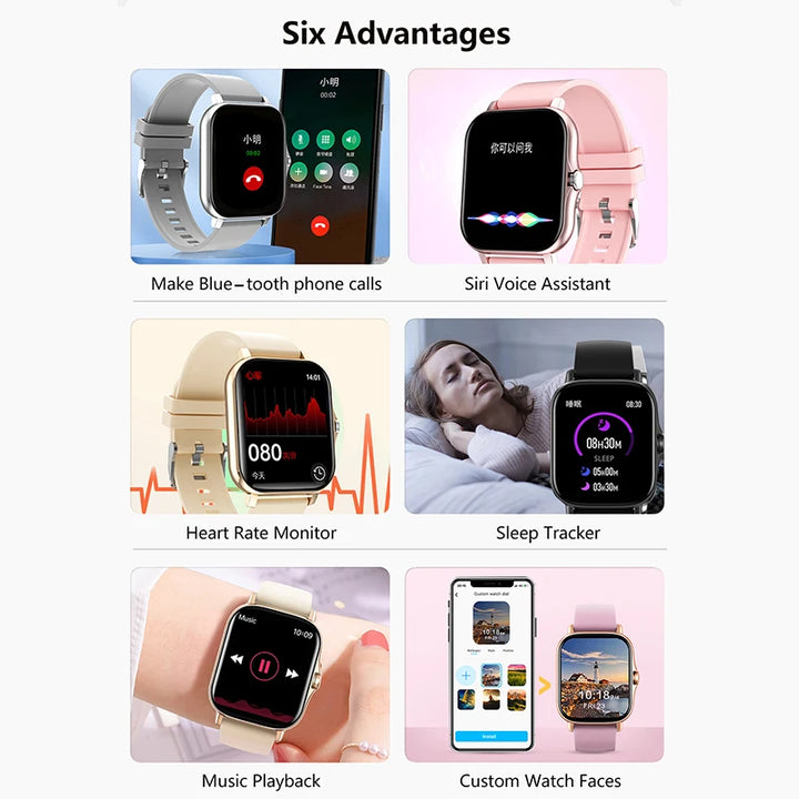 Montre de sport intelligente, horloge de fitness, moniteur de santé, montre étanche, montres Bluetooth pour hommes et femmes, IOS, Xiaomi, Huawei 2024