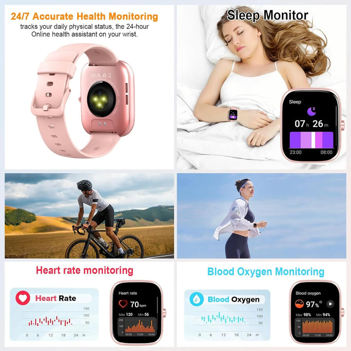 Smartwatch, 1,91" Smartwatch (Anruf annehmen/ tätigen), IP68 wasserdichter Fitness-Tracker, 110+ Sportmodi, Herzfrequenz- und Schlafmonitor