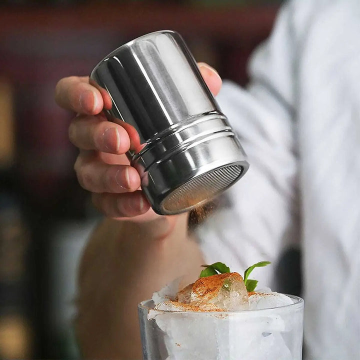 1 Pc-Silver stainless steel mesh tube type dusters dusting salt shaker spice jar Salt Sugar Pepper Shaker Box Cocoa Icing Powder