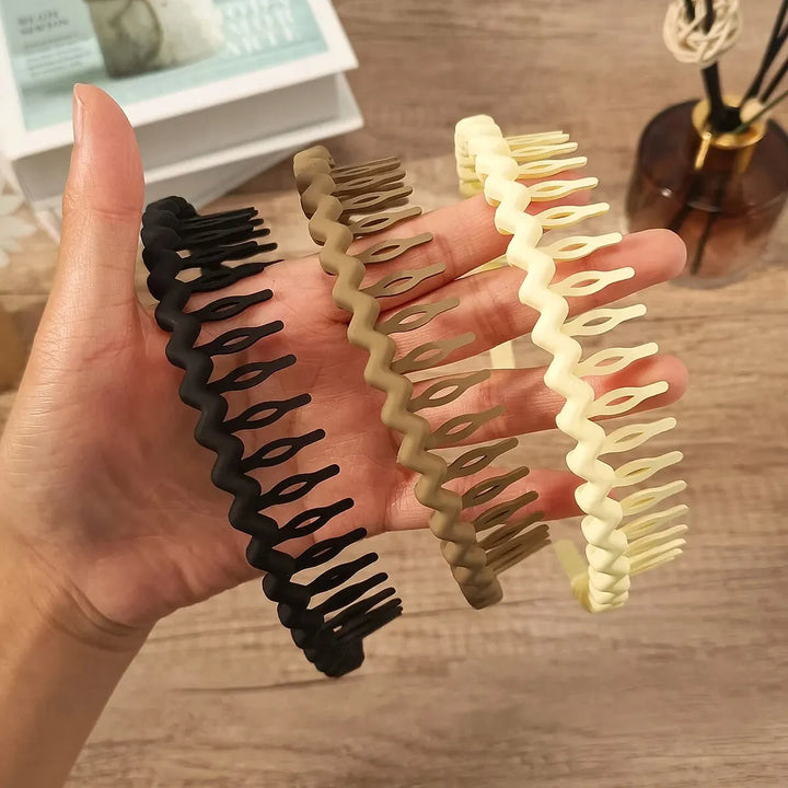 3Pcs Fashion Wave Headbands for Women Solid Color Toothed Non-slip Hair Bands Girl Face Wash Sports Hairbands Hair Accessories