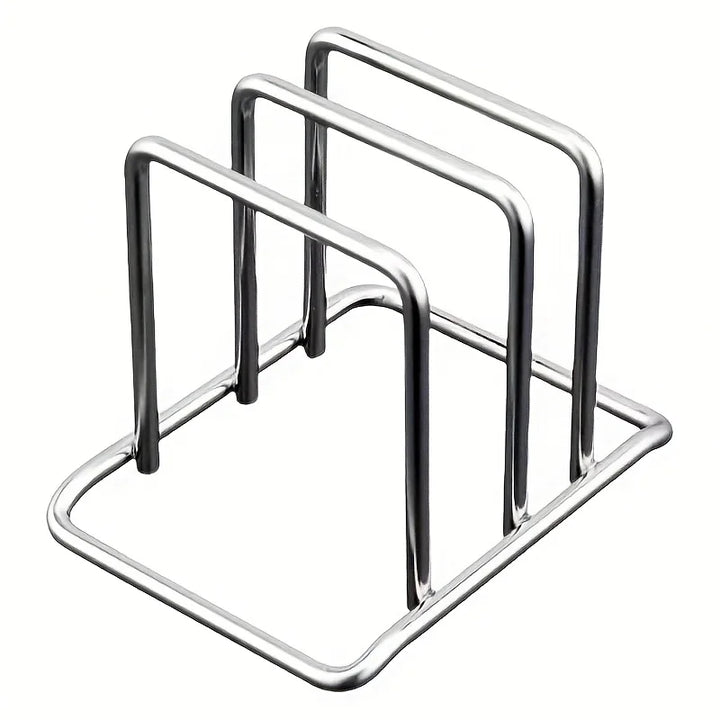 1pc Space-Saving Stainless Steel Pot Lid and Cutting Board Organizer Combo - Heavy-Duty Countertop Rack, kitchen organizer