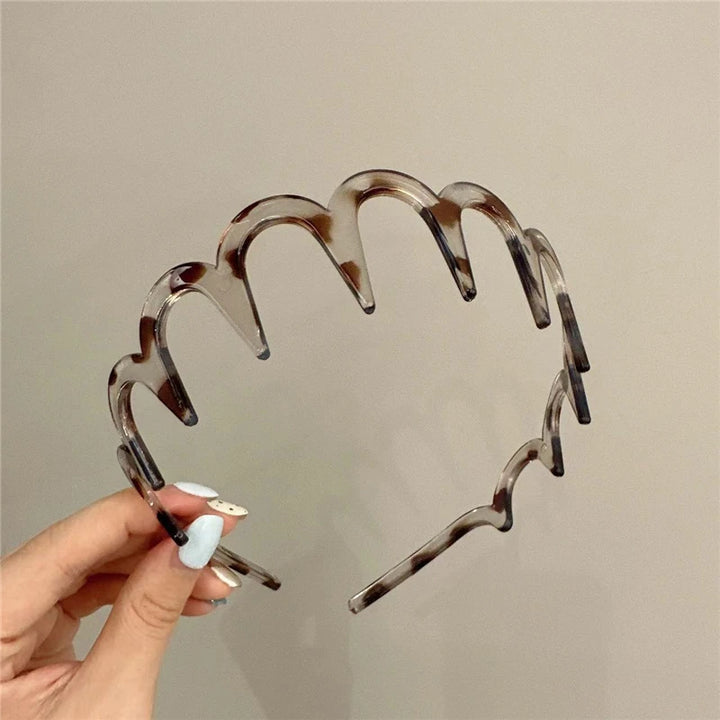Korean Women Hair Comb Headband Plastic U Shape Hair Hoops Fixed Teeth Non-Slip Fluffy Top Hair Bands Headwear Hair Accessories