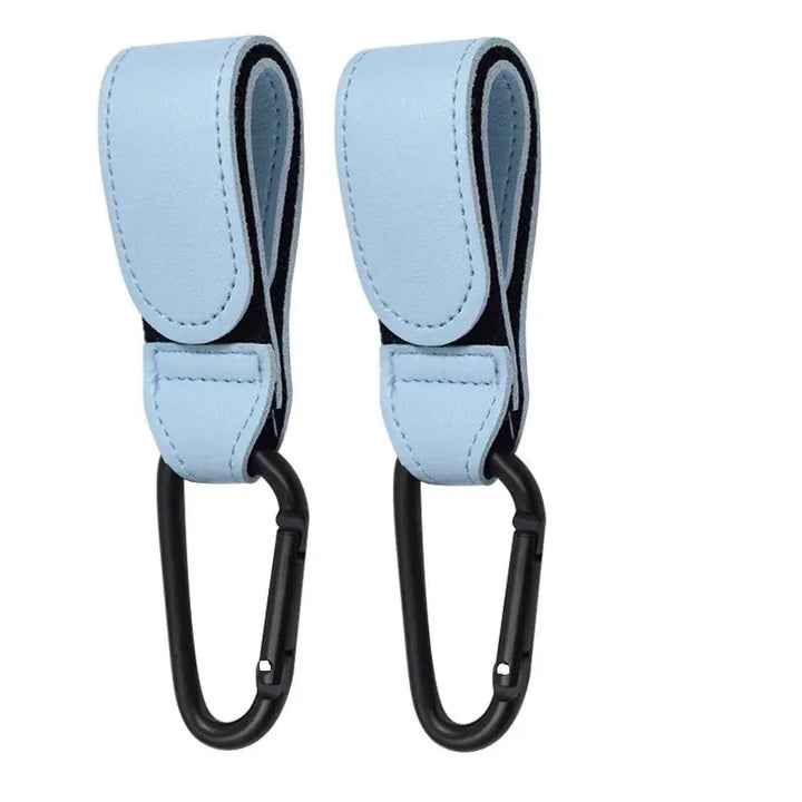 2 Pcs Leather Cart Hooks Baby Stroller Hook PU Adjustable Pram Hook Organizer Diaper Bag Hanger Children Travel Accessories