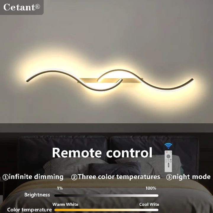 Lampada da parete a LED 60/80/100CM telecomando intelligente temperatura di colore regolabile luminosità comodino camera da letto soggiorno applique da parete