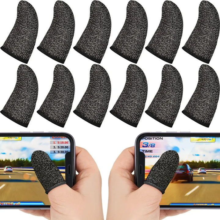 24Pcs Mobile Phone Finger Cuff Fibroid Mobile Game Touch Screen Fiber Breathable And Sweat Resistant Walking Game Finger Cuff