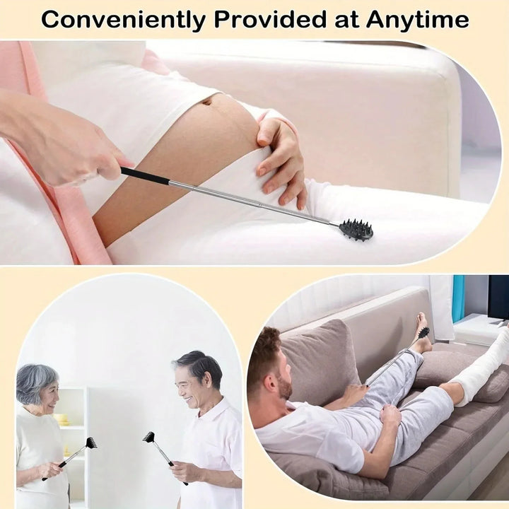 Adjustable Cactus Back Scratcher Massager - 2 Spike Sizes (0.25" 0.5") for Men & Women - Long Lasting PVC Itching Stick