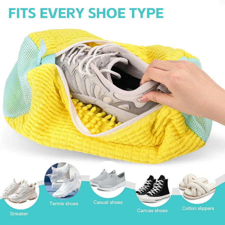 Durable Shoe Washing Machine Bag for All Shoe Types with Zipper for Sneakers and Casual Shoes Laundry  Reusable Shoe Wash Bag
