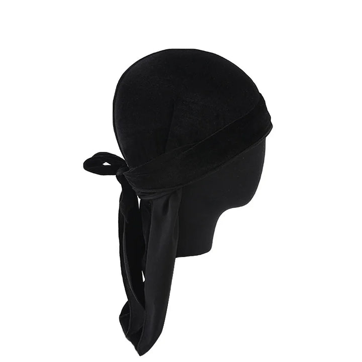 New Unisex Velvet Durags Bandana Turban Hat Men Women Breathable Long Tail Pirate Hats Cap Hip Hop Headband
