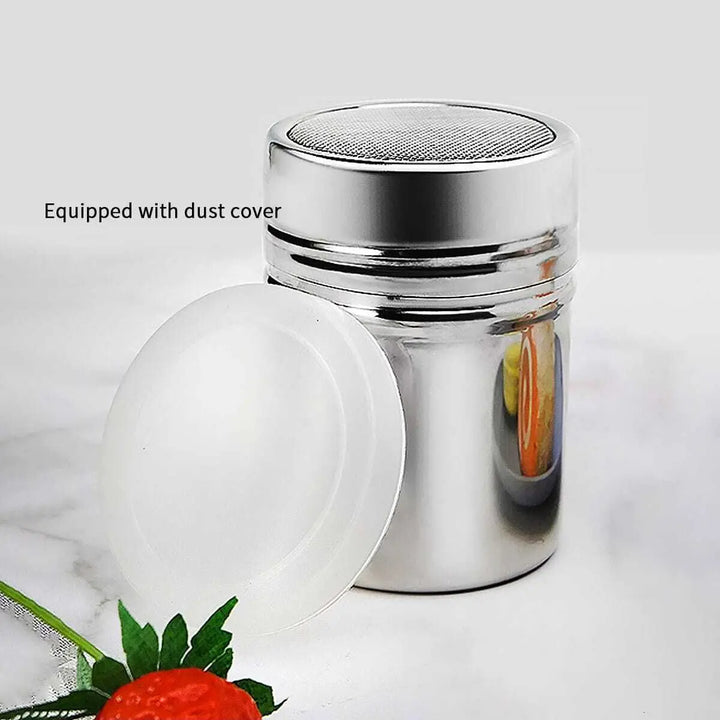 1 Pc-Silver stainless steel mesh tube type dusters dusting salt shaker spice jar Salt Sugar Pepper Shaker Box Cocoa Icing Powder
