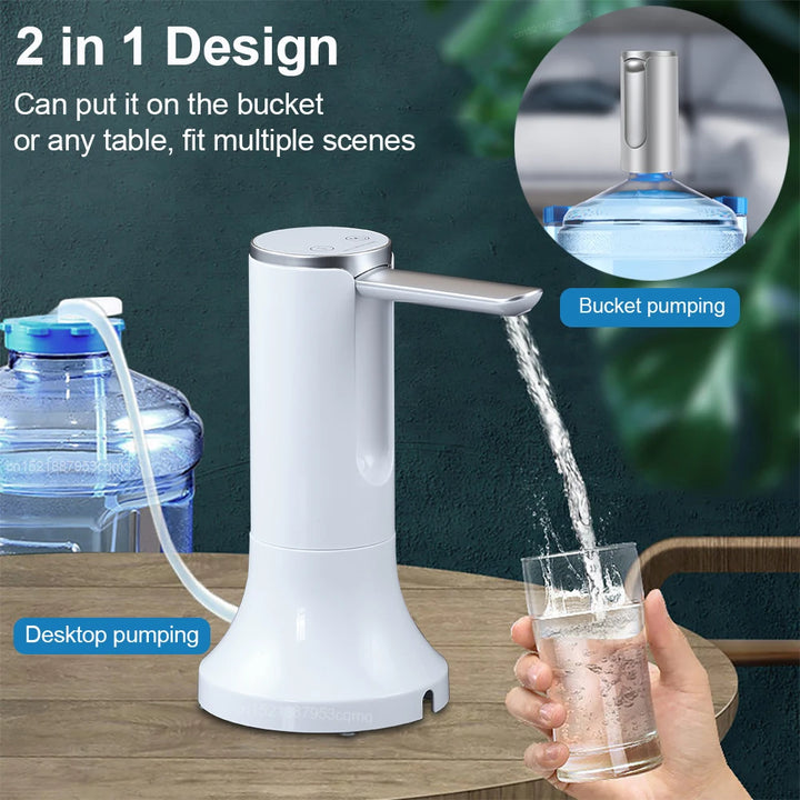 Electric Water Gallon Bottle Pump Foldable Automatic Water Dispenser 19 Liters Bottle Rechargeable Desktop Drinking Water Pump